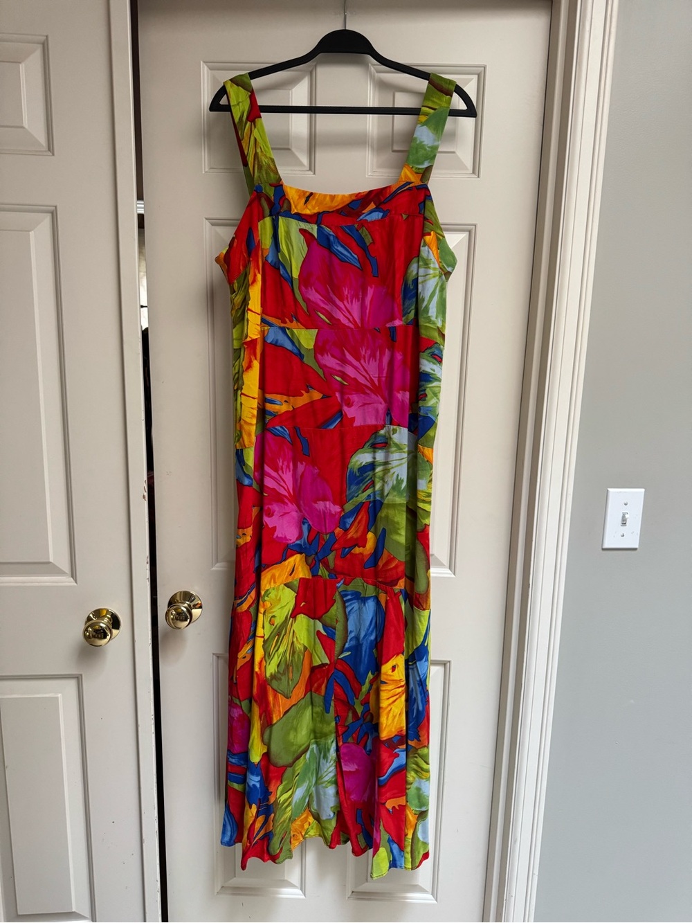 Vince Camuto Tropical Print Maxi Smocked Back - Picture 2 of 5